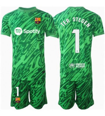 Barcelona Ter Stegen #1 Brankář Venkovní dres komplet pro Děti 2024-25 Krátkým Rukávem (+ Krátké kalhoty)